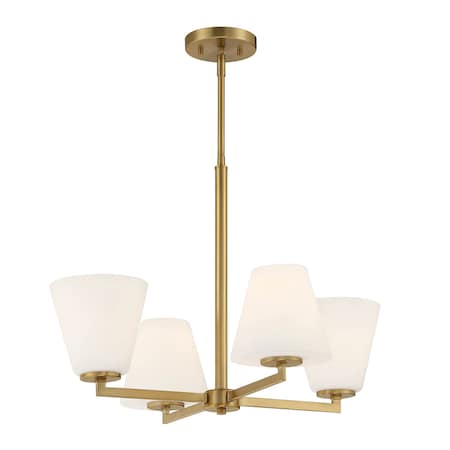 Designers Fountain Palmyra 4 Light Modern Brushed Gold with Etched Opal Glass Shades Chandelier For Dining Rooms D255M-4CH-BG